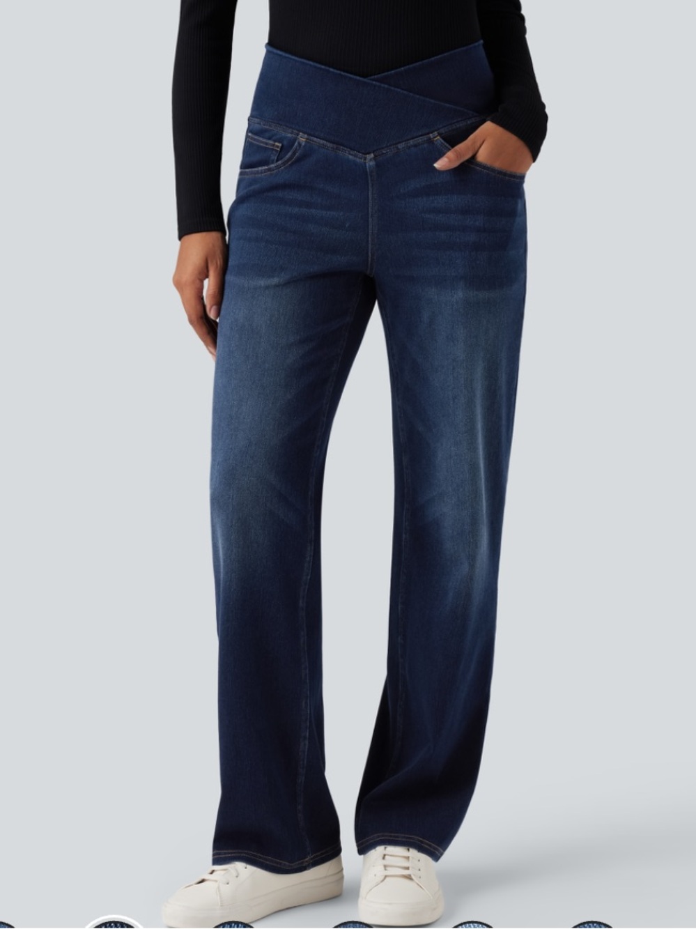 Halara Flex Denim High-Waist Straight Leg Jeans - Dark Blue H3